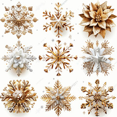 Beautiful Snowflake Vector Illustrations for Winter Holiday Design Elements