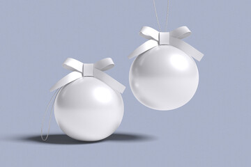 christmas ball for mockup design with blue background