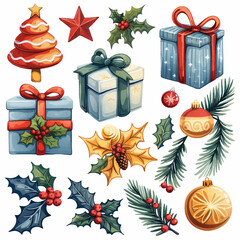 Christmas Holiday Vector Elements Collection - Festive Decorations
