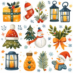 Christmas Vector Illustrations for Holiday Season Design and Decoration