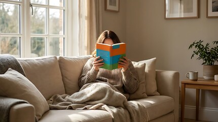 Calm Lifestyle Moment Reading a Book in Modern Living Room