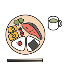 おにぎりワンプレートランチのイラスト