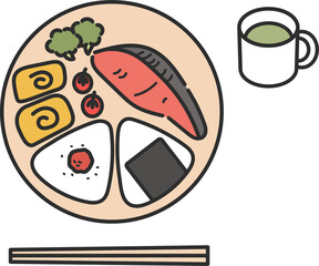 おにぎりワンプレートランチのイラスト