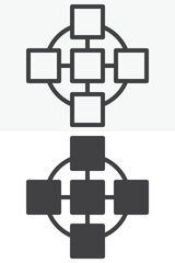 Teamwork scheme line and solid vector icon set