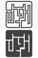 Maze solution line and solid vector icon set