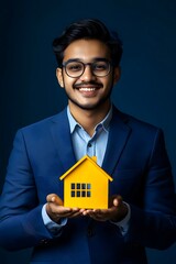 real estate agent with house