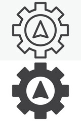 Navigation cursor gear line and solid vector icon set