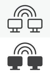 Wireless wifi signal line and solid vector icon set