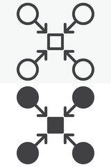 Teamwork structure network line and solid vector icon set