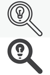 Search idea magnifier line and solid vector icon set