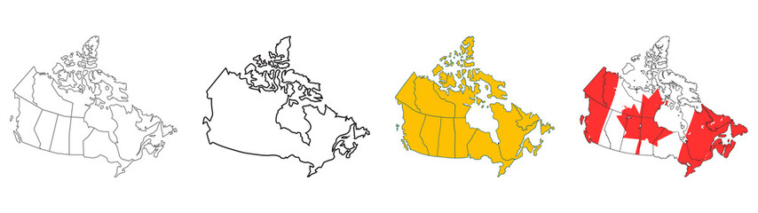 Canada map Silhouette - Canadian Map Illustration in various styles