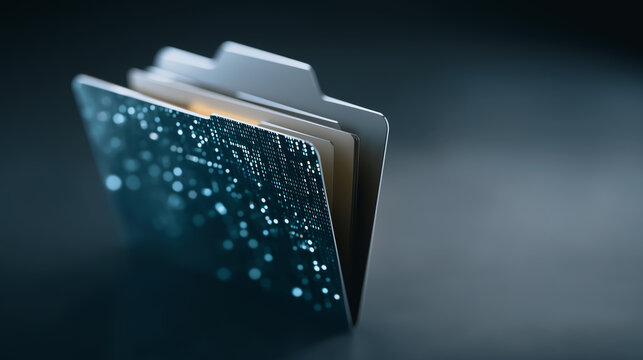 An Open Folder Symbolizing Data Storage and Management in a professional, clean image. The folder showcases the organization and accessibility of digital information.