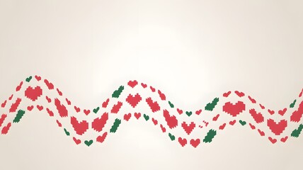 Valentine s day heart pattern with red and green hearts on white background