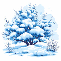 Winter Tree Covered In Snow Vector Illustration For Winter Season