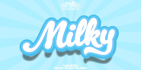 Milk editable text effect, customizable dairy and fresh 3d font style