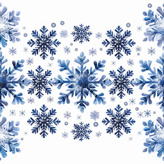 Beautiful Watercolor Snowflake Border Vector Design Elements for Winter Holidays and Christmas