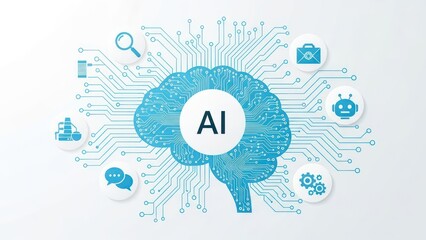 Abstract AI Brain Illustration Highlighting Neural Networks and Modern Technology.