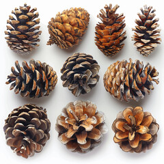 Collection of Pine Cones Vector Illustration Natural Elements for Autumn Decor