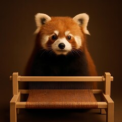 Red Panda Weaver Loom Fur Texture Studio Lighting Craft Hobby Creative Animal Concept Art Portrait