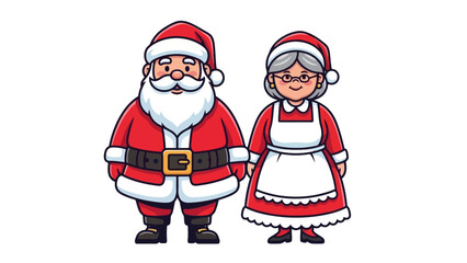 Festive illustration of Santa Claus and Mrs. Claus, embodying the spirit of Christmas celebrations and holiday cheer © Maziaa