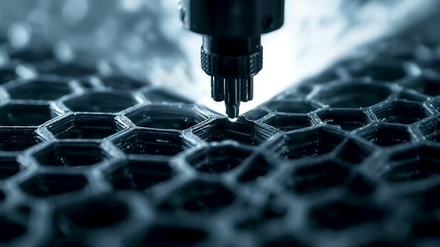 CNC Drill Bit Machining Hexagonal Carbon Fiber Pattern Precision Industrial Process