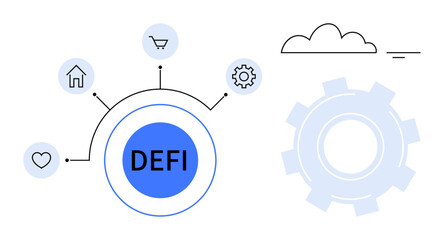 Decentralized finance concept. Decentralized finance innovations impacting banking, transactions, and operations. Decentralized finance for payment systems, blockchain applications, financial growth