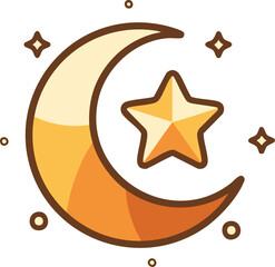 Crescent Moon And Star Night Religion Icon