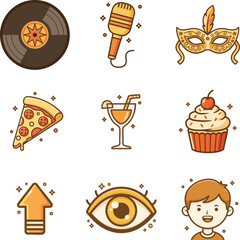 New Year Celebration Icon Set Party Symbols