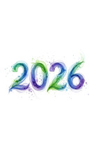 Vibrant 2026 New Year celebration with colorful splashes and numbers