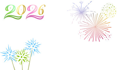 PNG image of&nbsp;Festive new year 2026 celebration graphic featuring colorful fireworks illustrations on transparent background