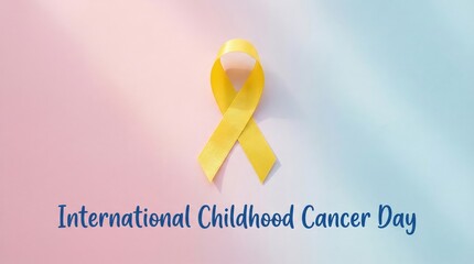 Yellow Ribbon Symbolizing International Childhood Cancer Day Awareness.