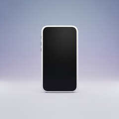 Minimalist white smartphone with a blank black screen. Modern mobile phone for app display and technology advertising concept.