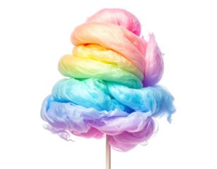Vivid, multi-colored treat fluffy confection on a stick