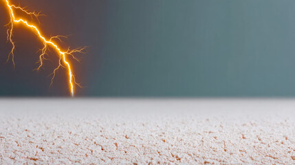 Lightning hits ground in storm. Lightning strikes the ground, illuminating a dark sky with bright flashes while the ground appears dry and cracked.