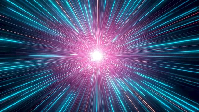 Radiant Pink Blue Light Burst Explosive Star Rays Energy Explosion Core