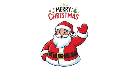 Cheerful Santa Claus Illustration with Merry Christmas Greeting, Perfect for Holiday Season Celebrations