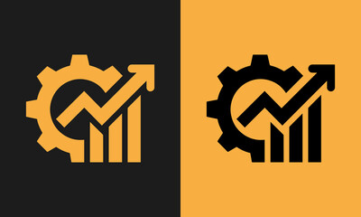 Gear and chart representing process improvement and business growth on split background