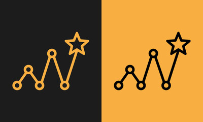 A minimalist progress chart icon showing the journey to success with a star milestone