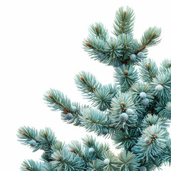 Close-up Vector of a Blue Spruce Tree Branch with Pine Cones