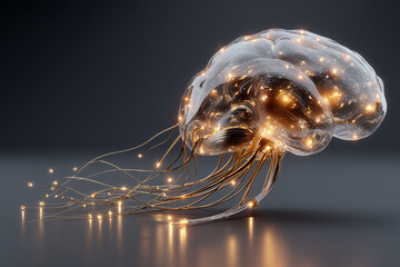 Futuristic brain AI data visualization