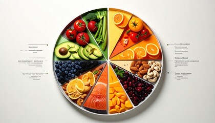 Colorful Food Wheel - A Balanced Diet Concept Illustration.