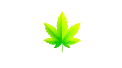 Green cannabis leaf, isolated on transparency background, vibrant color, symbolizing nature, relaxation, and alternative medicine, commonly associated with herbal and organic lifestyle