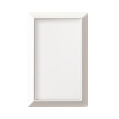 Vertical picture frame, rectangular light card. Portrait photo print mockup. Luxury border for art, product ad poster. Vector 3d render, empty wood photoframe on white wall. Realistic gallery template