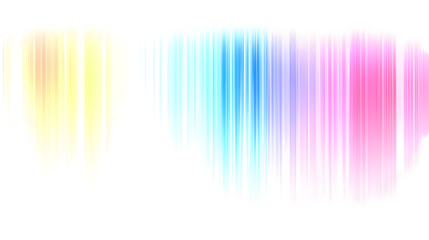 Vibrant rainbow gradient 5g hologram effect isolated on white background with colorful blurry stripes in yellow, orange, pink, purple, blue and cyan hues for futuristic