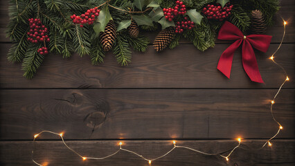christmas decoration on wooden background