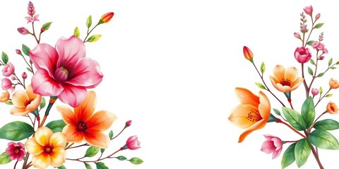 Vibrant watercolor blooms, leaves, and stems, perfect for design projects, watercolor,  wallpaper