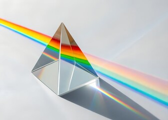 Light Refraction Through a Prism, Displaying the Spectrum of Rainbow Colors, Ideal for Physics, Science Education, Optics, and Colorful Graphic Design