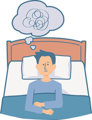 眠れない男性のイラスト