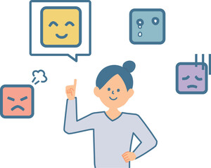 感情をコントロールする女性のイラスト
