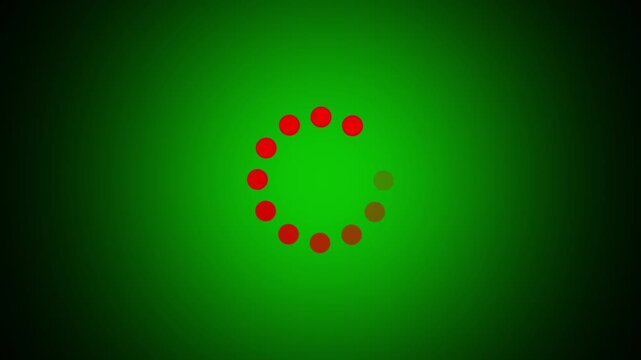 Green Gradient Background Red Loading Spinner waiting. Abstract loading icon animation